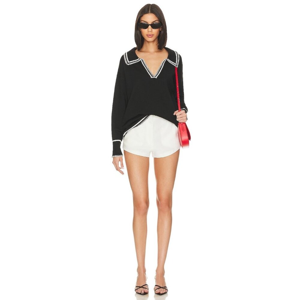 SNDYS Arlington Collared Sweater in Black & White - Picture 4 of 4